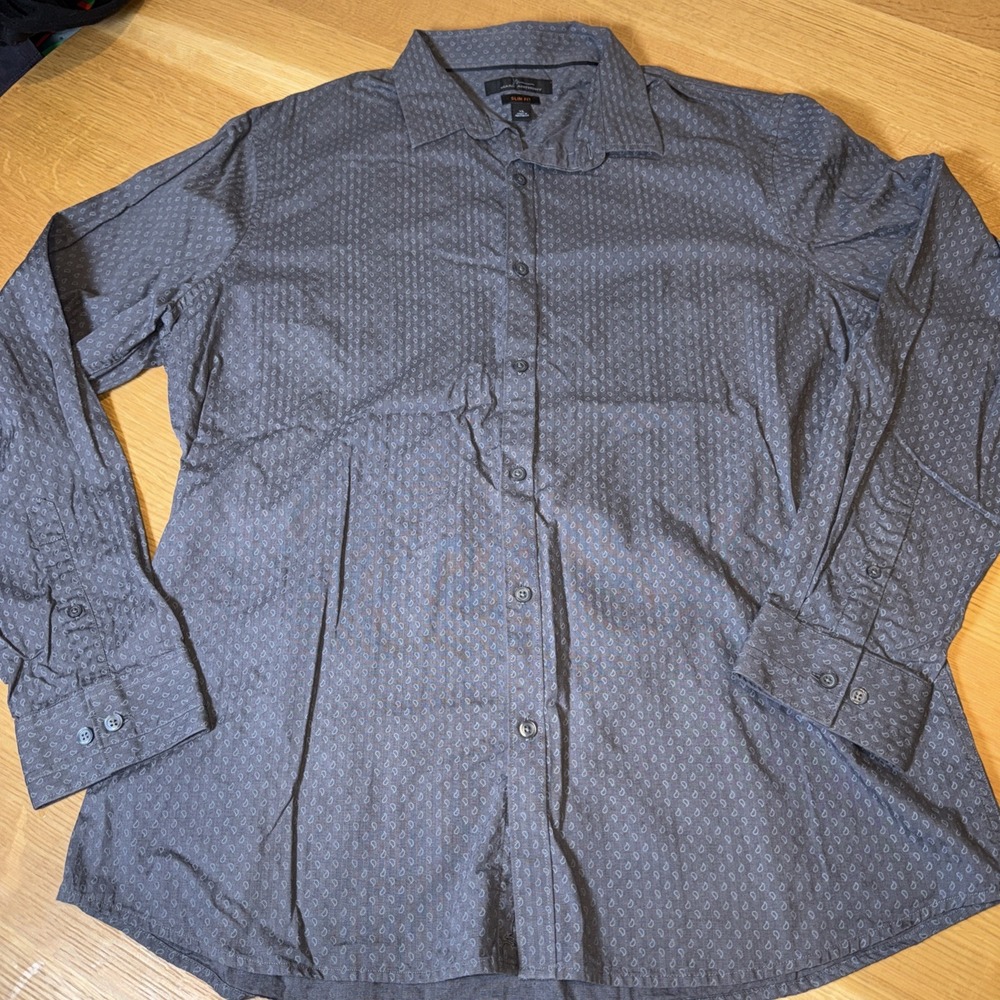 Marc Anthony Luxury‎ Slim Fit Blue Textured Button Down Shirt Long Sleeve Mens M